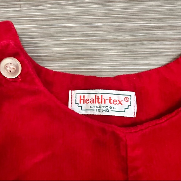 Rare Vintage Red Corduroy Overalls 1970s Toddler clothes with rabbit bunny - Picture 7 of 10